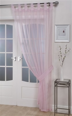 Opaque Tab Top Voile Panel (Pastel Pink)