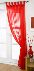 Opaque Tab Top Voile Panel (Red)