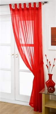 Opaque Tab Top Voile Panel (Red)