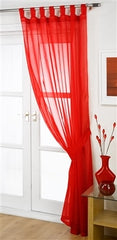 Opaque Tab Top Voile Panel (Red)