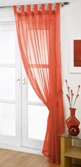 Opaque Tab Top Voile Panel (Pastel Red