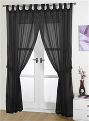 Opaque Pair Tab Top Voile Panels (Black)