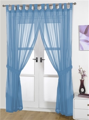 Opaque Pair Tab Top Voile Panels (Blue)