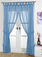 Opaque Pair Tab Top Voile Panels (Blue)