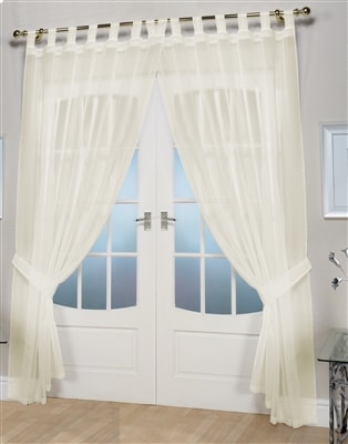 Opaque Pair Tab Top Voile Panels (Cream)