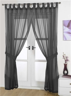 Opaque Pair Tab Top Voile Panels (Dark Grey)