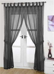 Opaque Pair Tab Top Voile Panels (Dark Grey)