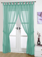 Opaque Pair Tab Top Voile Panels (Green)