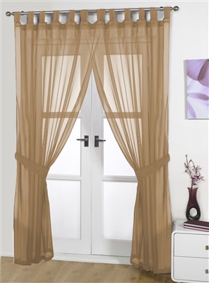 Opaque Pair Tab Top Voile Panels (Latte)