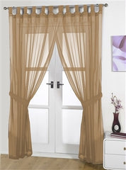 Opaque Pair Tab Top Voile Panels (Latte)