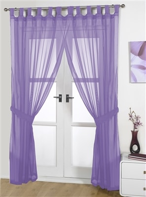 Opaque Pair Tab Top Voile Panels (Lilac)