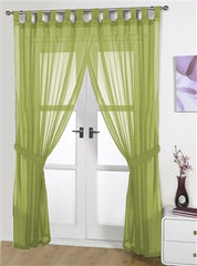Opaque Pair Tab Top Voile Panels (Lime)