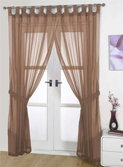 Opaque Pair Tab Top Voile Panels (Mocha)