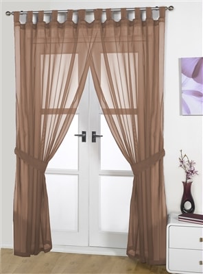 Opaque Pair Tab Top Voile Panels (Mocha)