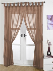 Opaque Pair Tab Top Voile Panels (Mocha)