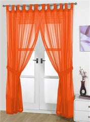 Opaque Pair Tab Top Voile Panels (Orange)