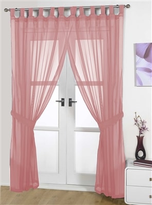 Opaque Pair Tab Top Voile Panels (Pink)