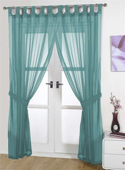 Opaque Pair Tab Top Voile Panels (Teal)