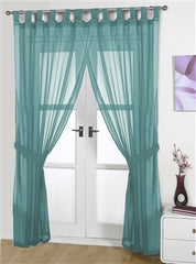 Opaque Pair Tab Top Voile Panels (Teal)