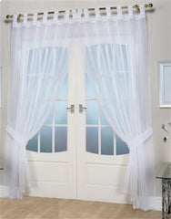 Opaque Pair Tab Top Voile Panels (White)