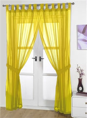 Opaque Pair Tab Top Voile Panels (Yellow)