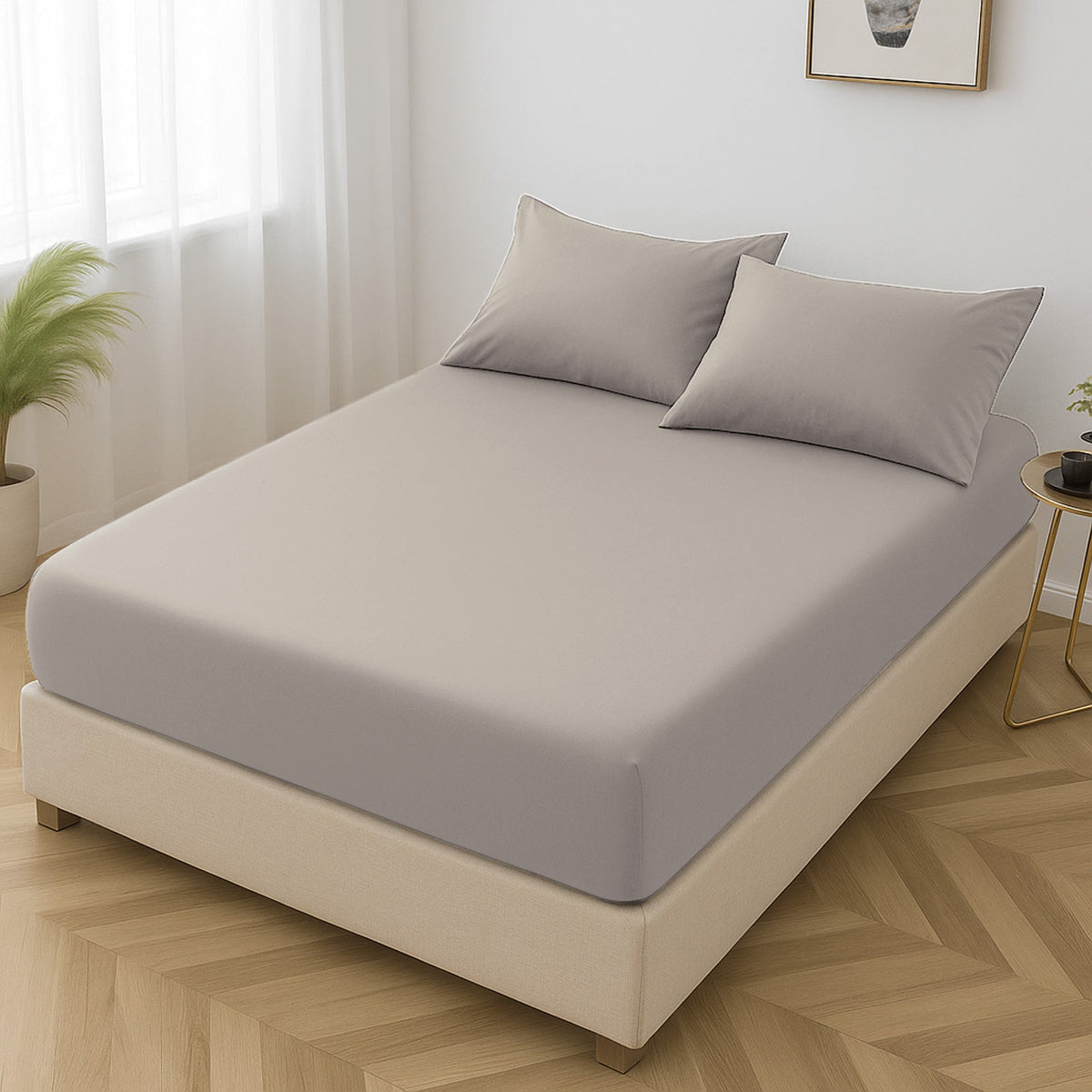 Microfibre Fitted Bed Sheet (Mink Stone)