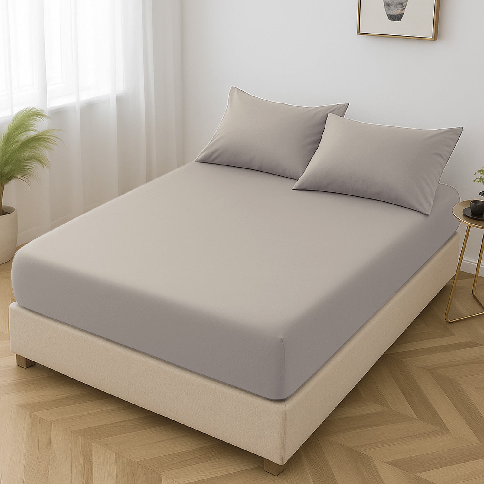 Microfibre Flat Bed Sheet (Mink Stone)