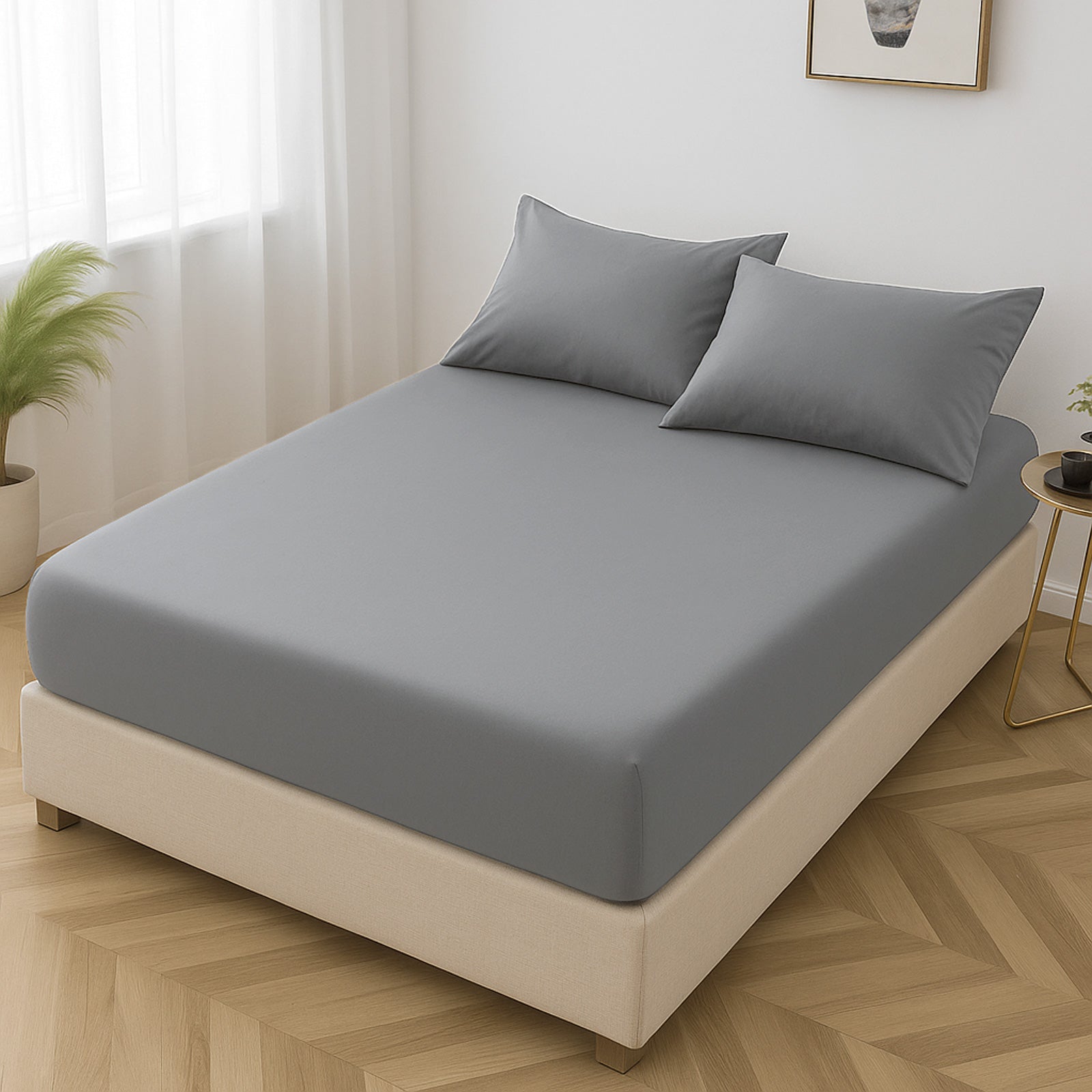 Microfibre Flat Bed Sheet (Silver)