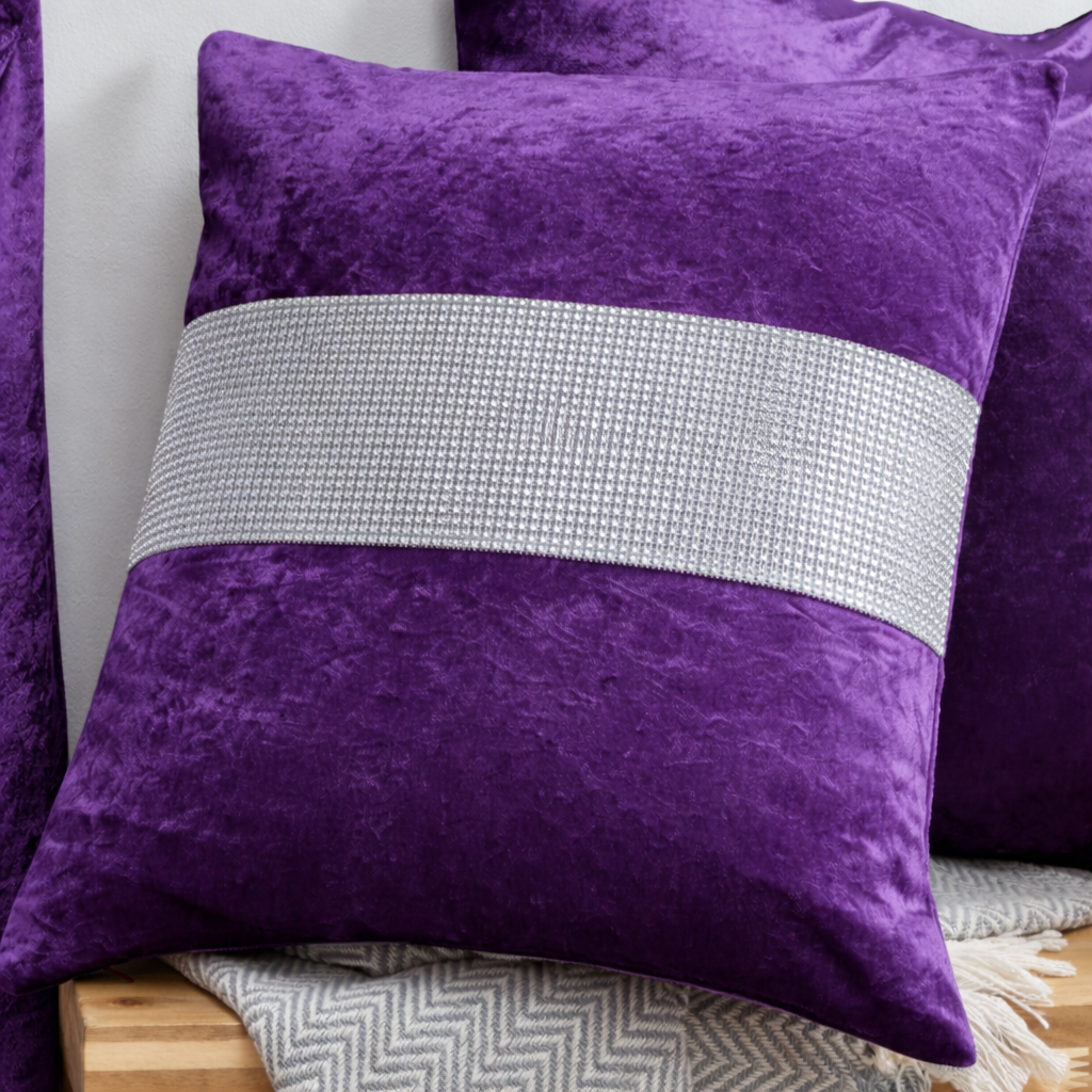 Crushed Velvet Diamante Cushion Covers 20 x 20"