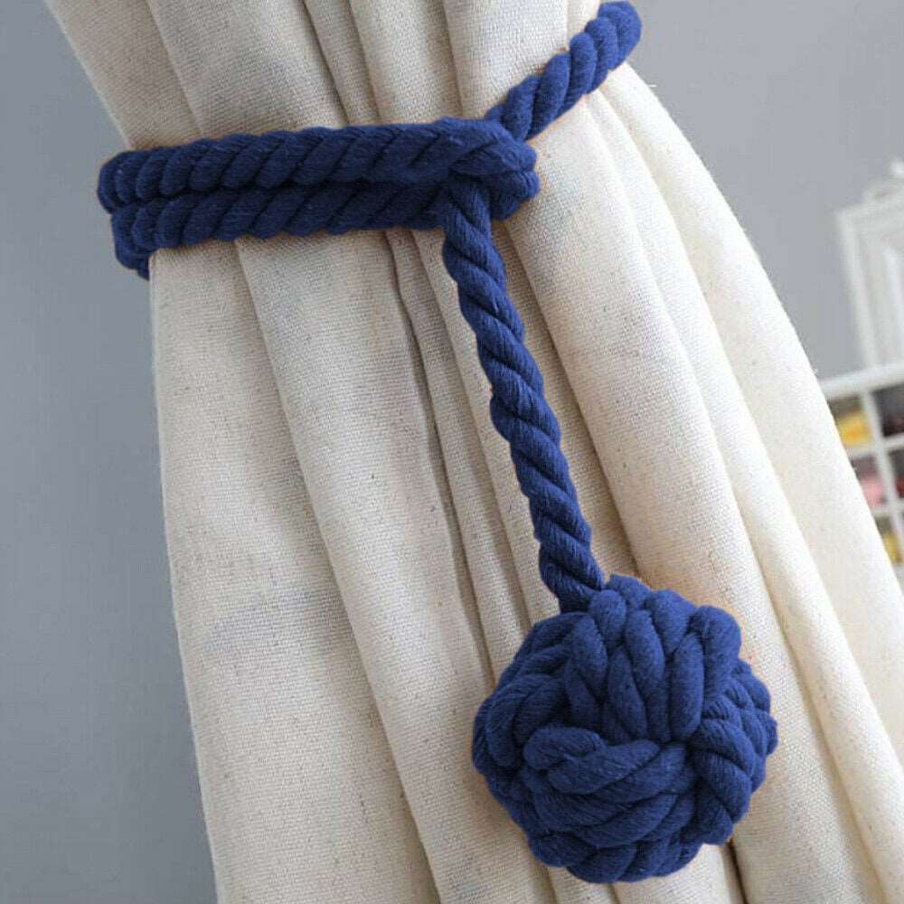 Ball Rope Curtain Tie Backs (Navy)