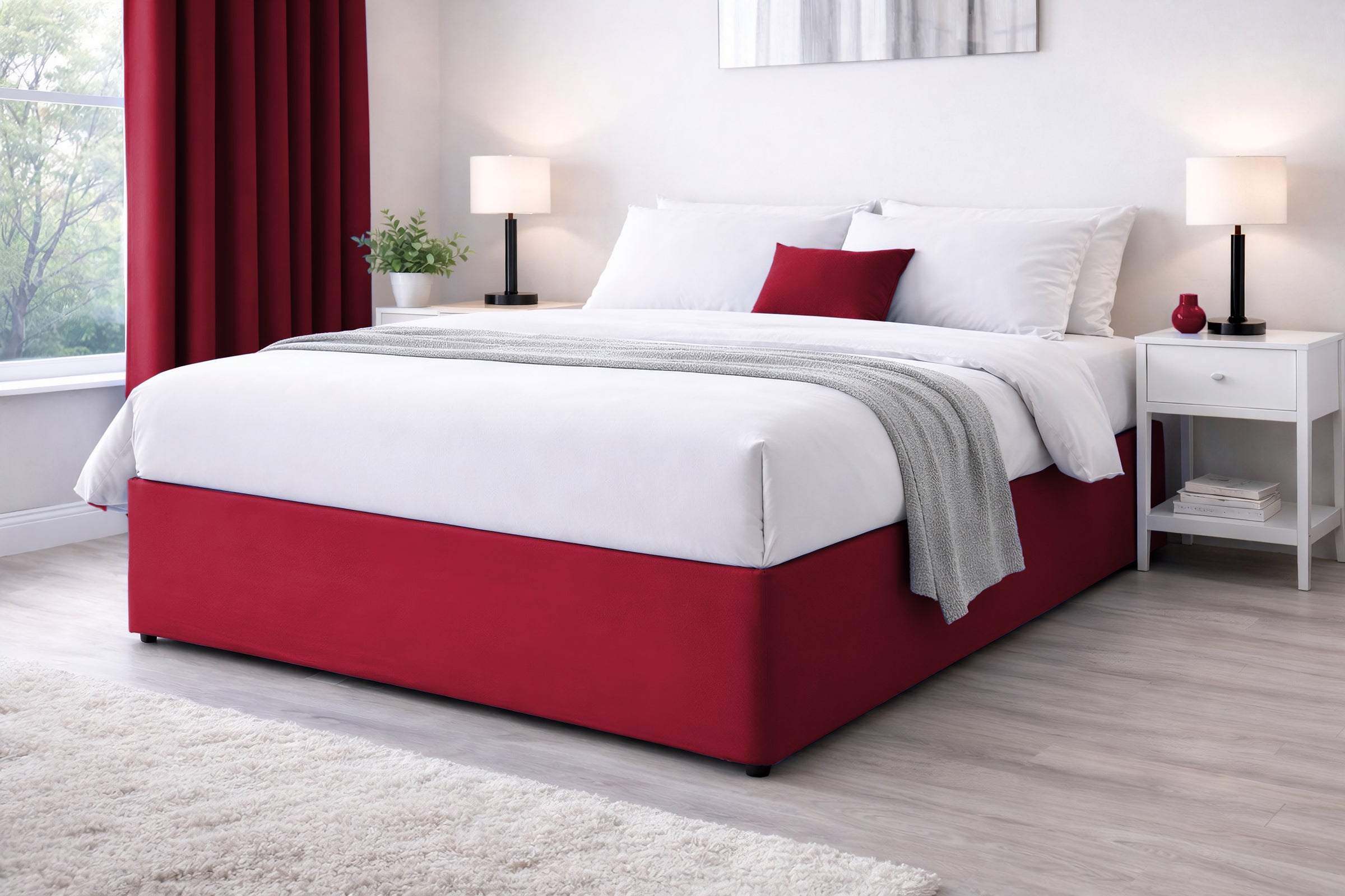 Elasticated Divan Bed Valance (Red)