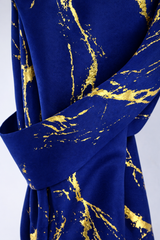 Elyse Navy Thermal Blackout Eyelet Curtains With Gold Foil (Navy)