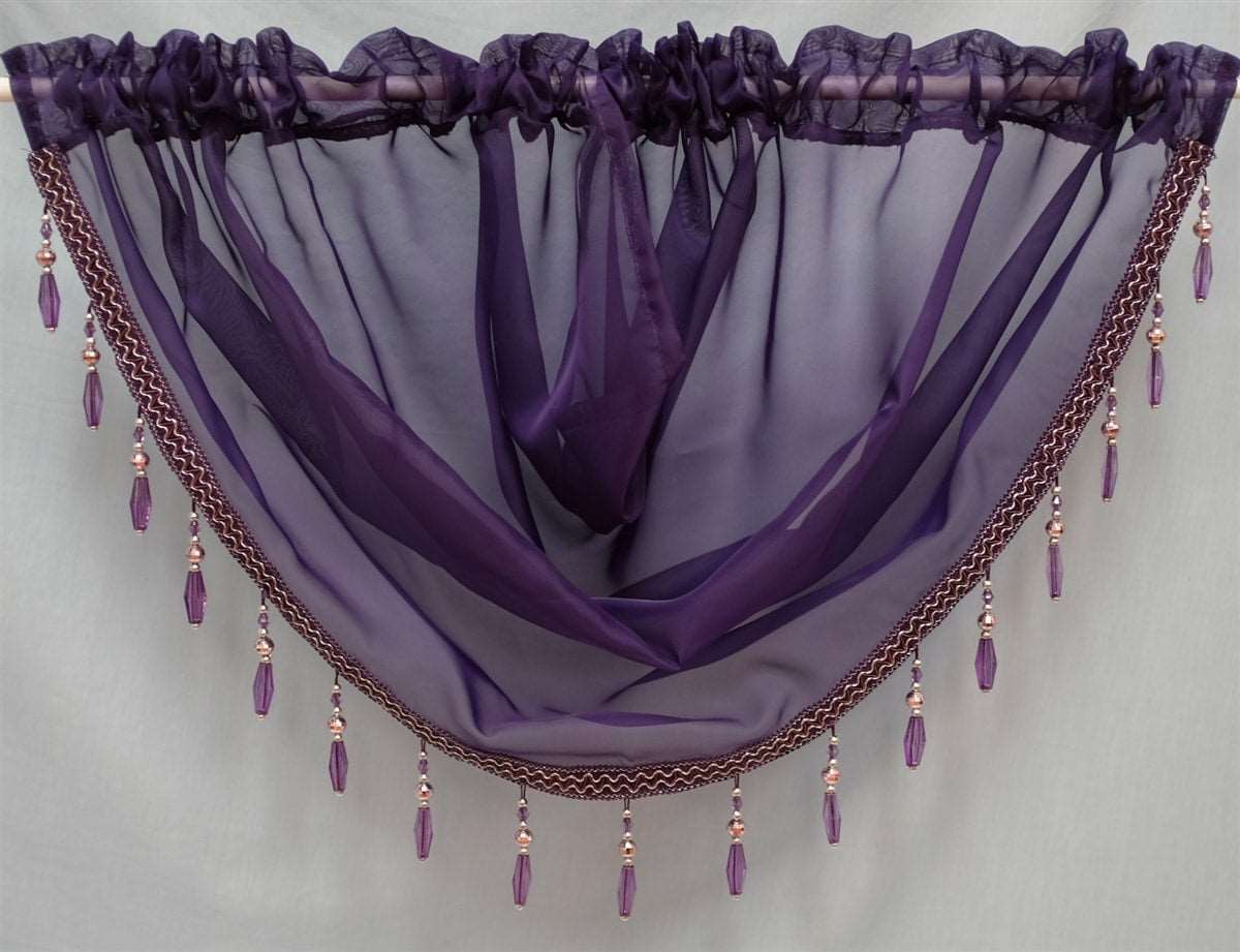 Beaded Voile Swags (Aubergine)