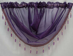 Beaded Voile Swags (Aubergine)