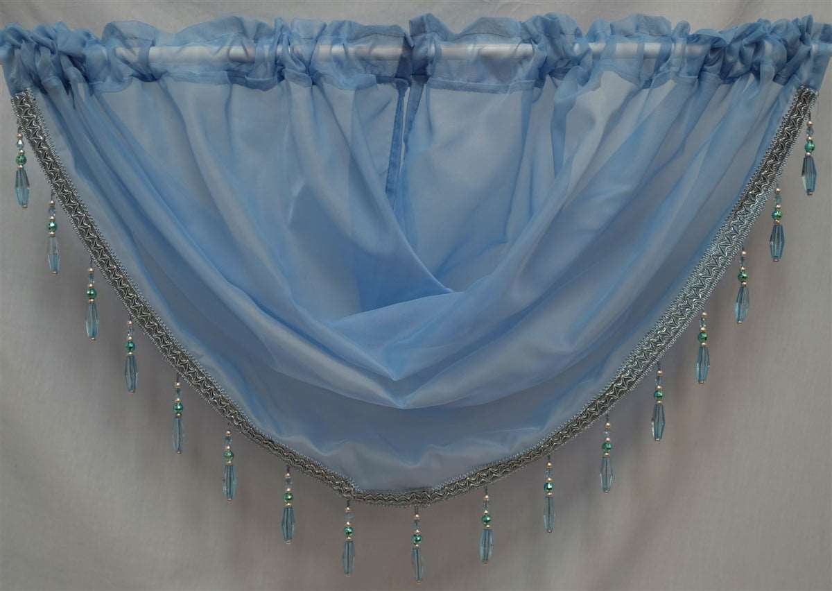 Beaded Voile Swags (Blue)