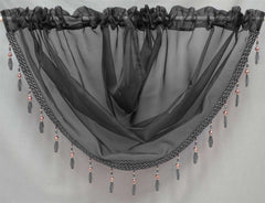 Beaded Voile Swags (Dark Grey)