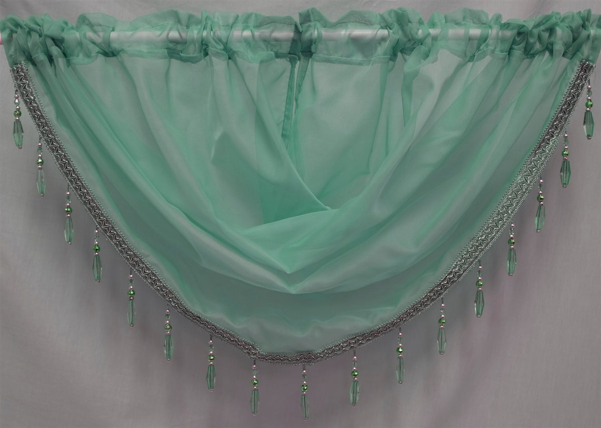 Beaded Voile Swags(Pastel Green)
