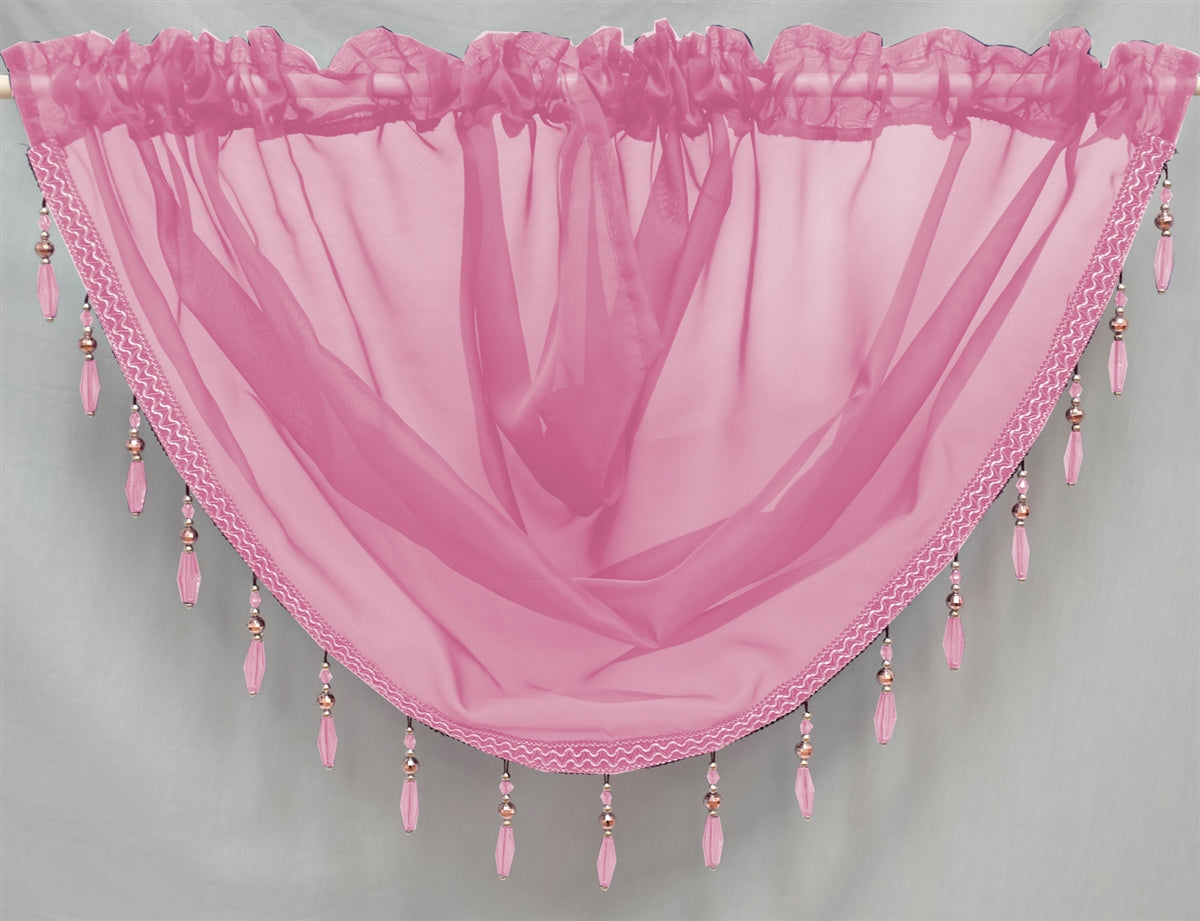 Beaded Voile Swags (Pastel Pink)