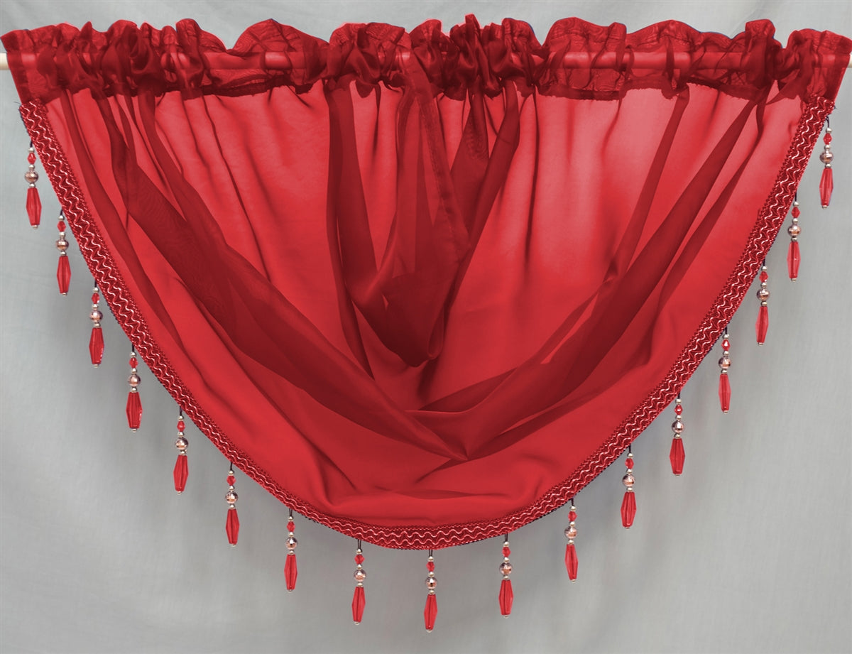 Beaded Voile Swags (Red)