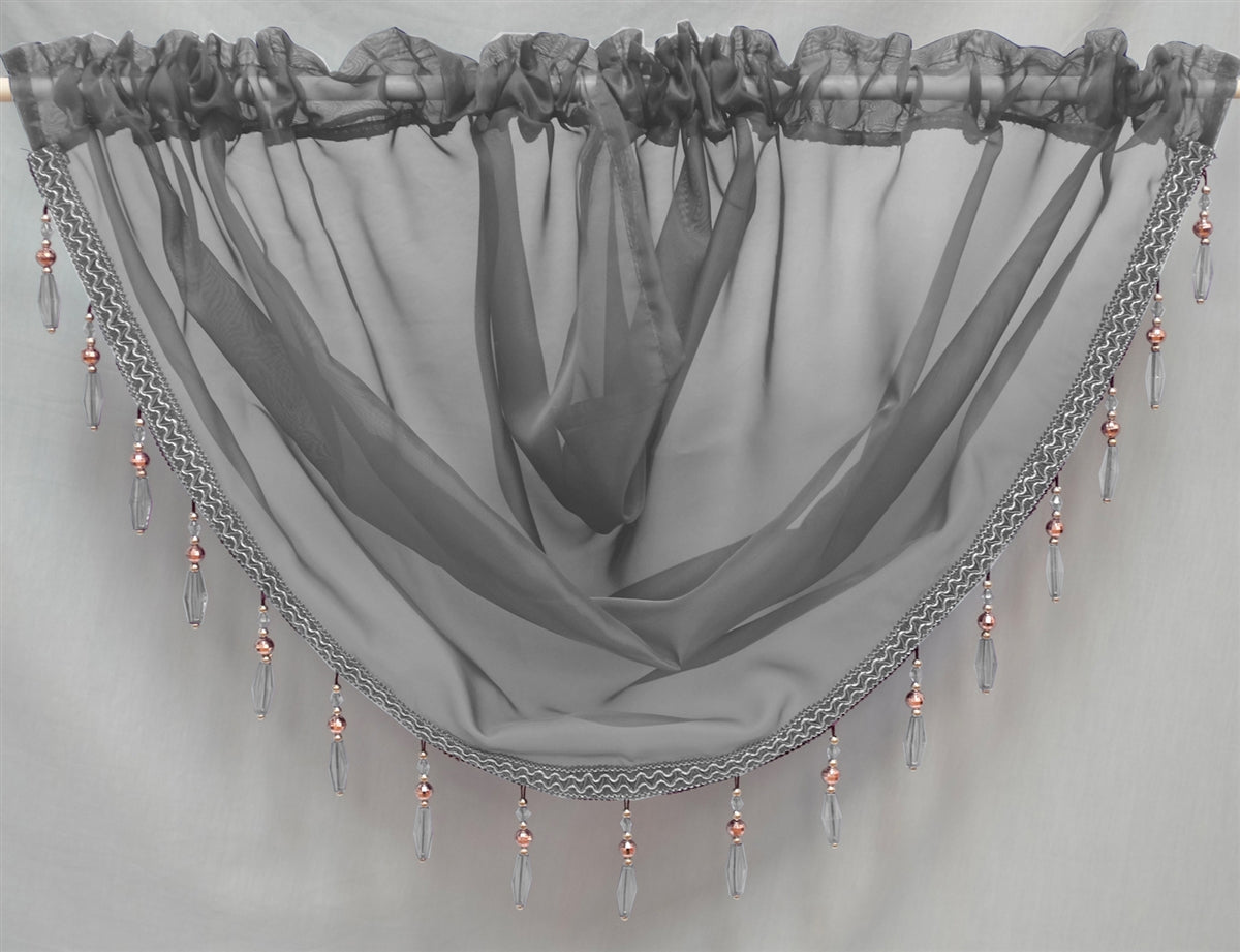 Beaded Voile Swags (Silver)