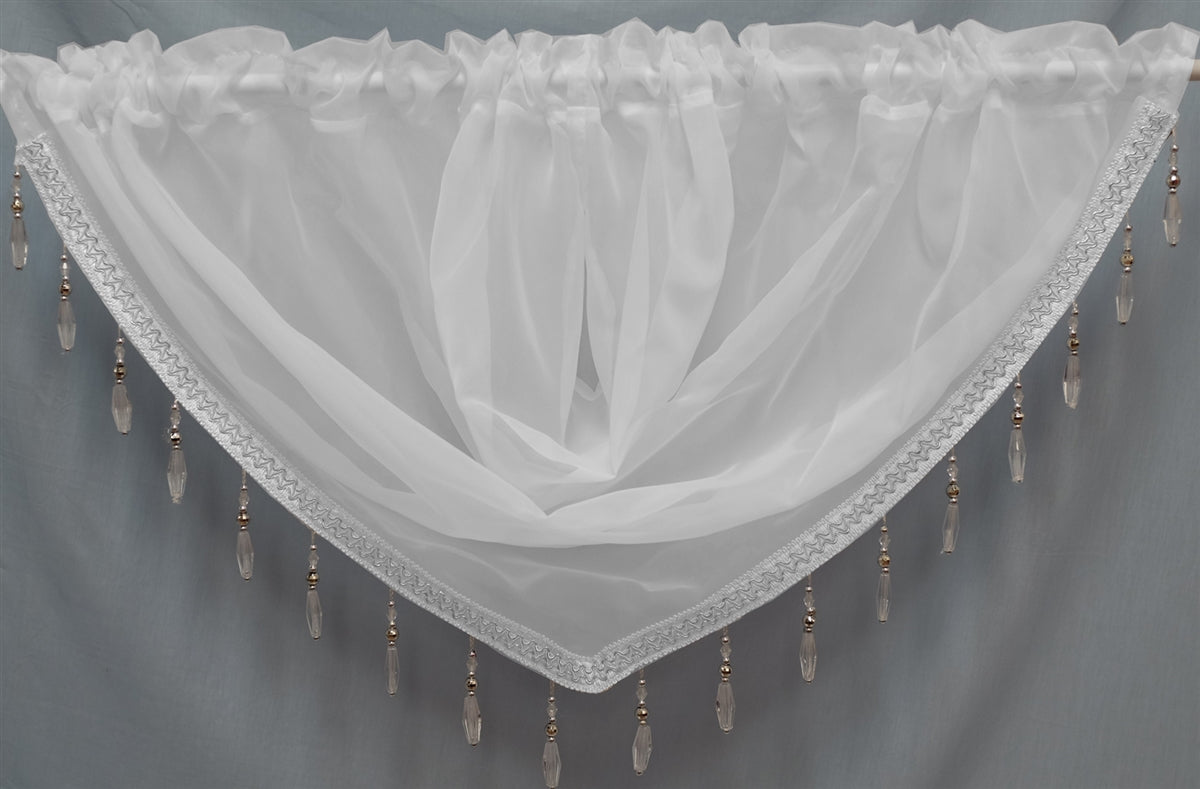 Beaded Voile Swags (White)