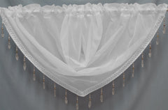 Beaded Voile Swags (White)
