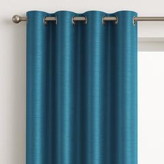 Faux Silk Eyelet Fully Lined Curtains (Teal)
