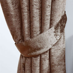 Crushed Velvet Fully Lined Ready Made Eyelet Curtains (Mocha)