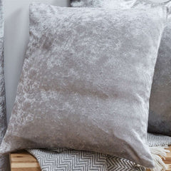 Crushed Velvet Fully Lined Ready Made Eyelet Curtains (Silver - Grey)