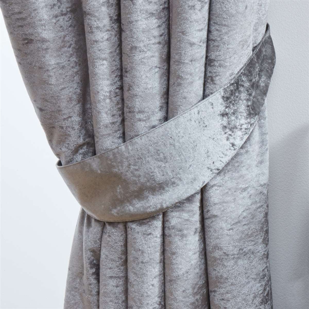 Crushed Velvet Fully Lined Ready Made Pencil Pleat Curtains (Silver)