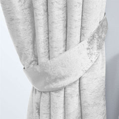 Crushed Velvet Fully Lined Ready Made Pencil Pleat Curtains (White)