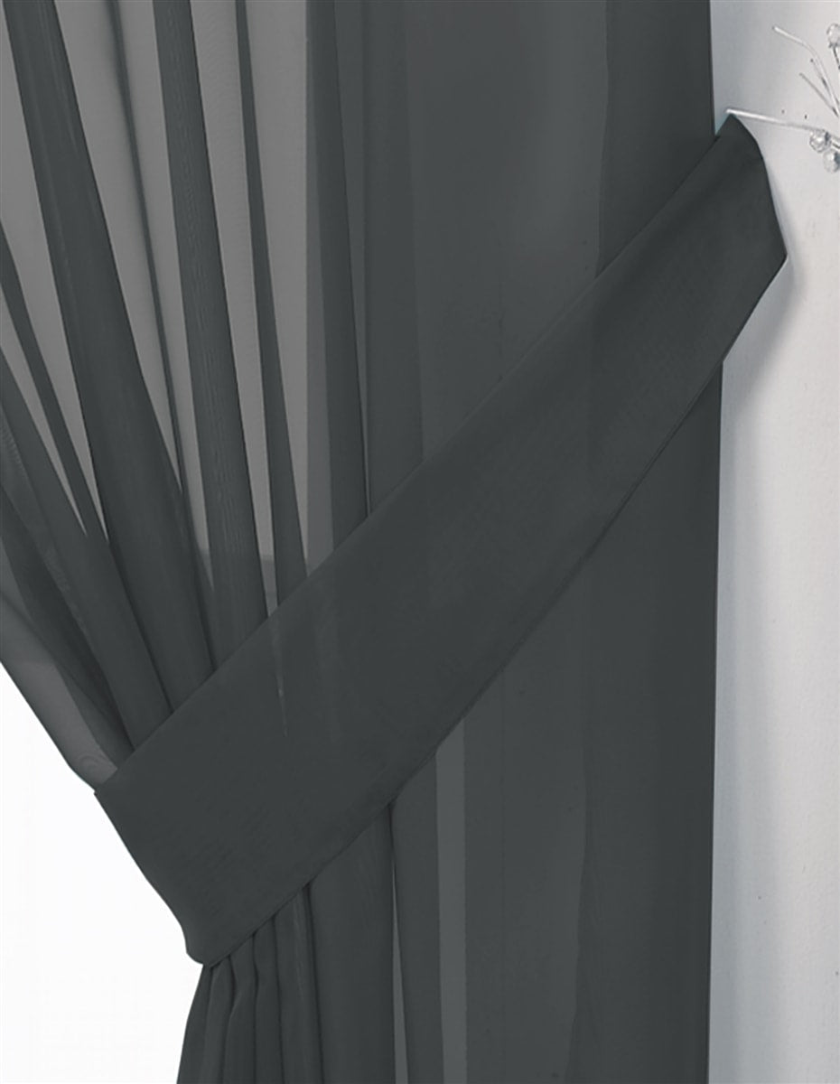 Pair Of Voile Tie Backs (Grey)