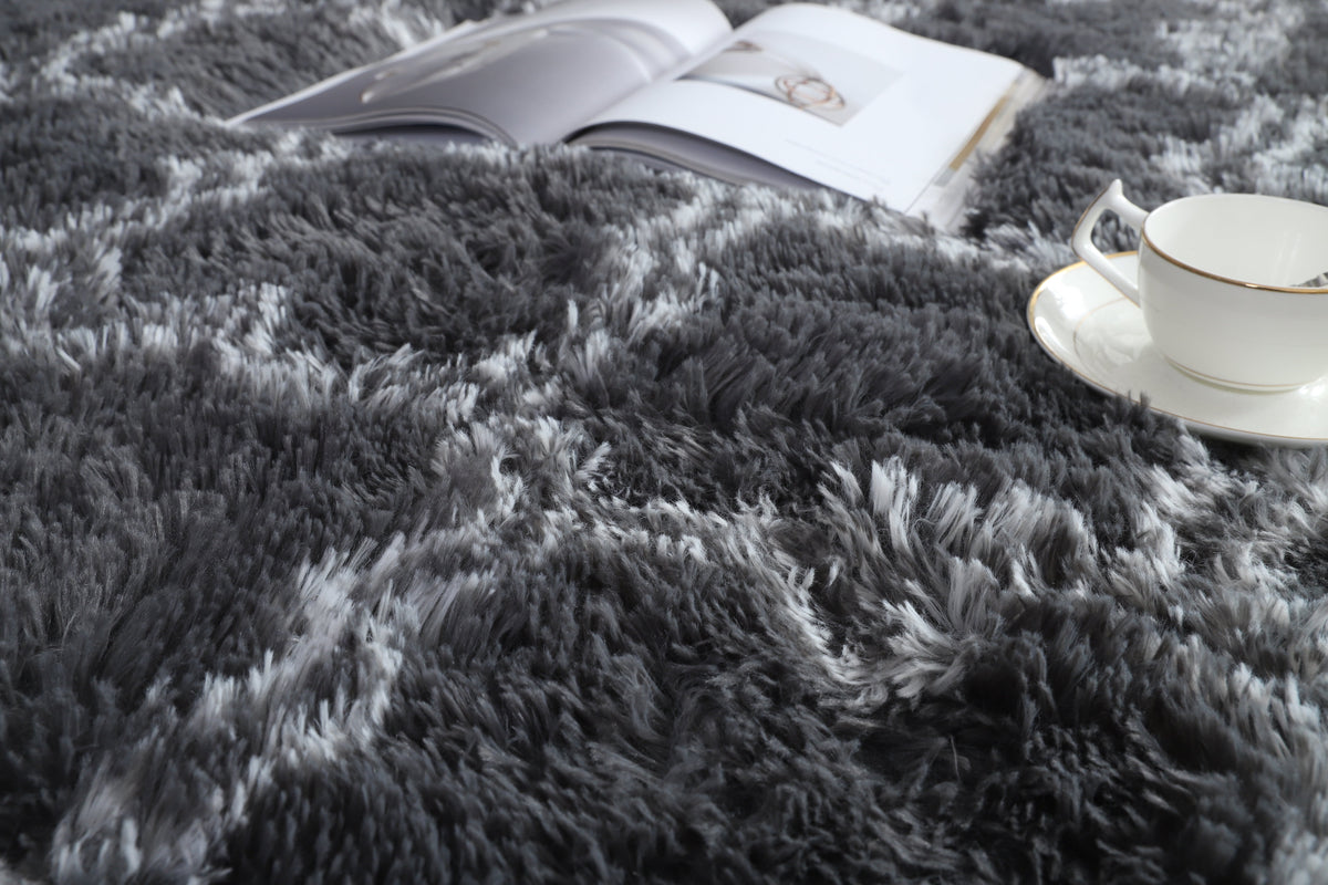 Fluffy Shaggy Area Rug - Non-Slip - Thick Pile Floor Mat (Geometric)