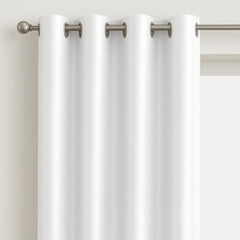 Faux Silk Eyelet Fully Lined Curtains (White)